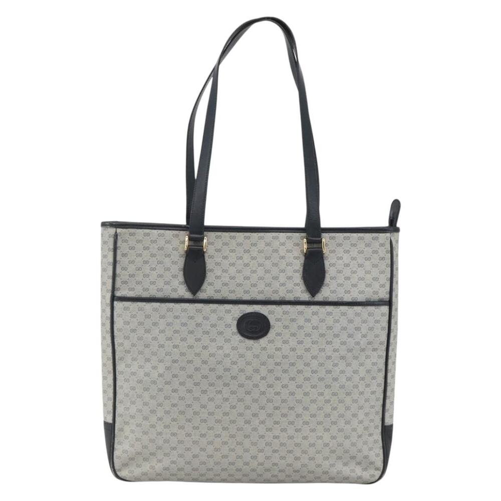 Gucci Micro GG Supreme Tote Bag Navy Gold 002 39 Blue